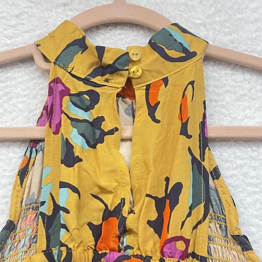 Haute Hippie Shirt Womens XS Yellow Boho Paisley Printed Sleeveless Halter New - Picture 6 of 12